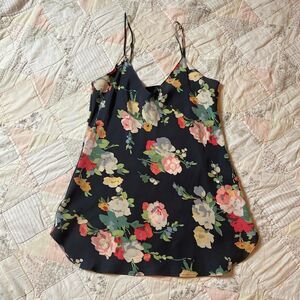 nili lotan designer 100% silk isabella black and floral cami dress top small